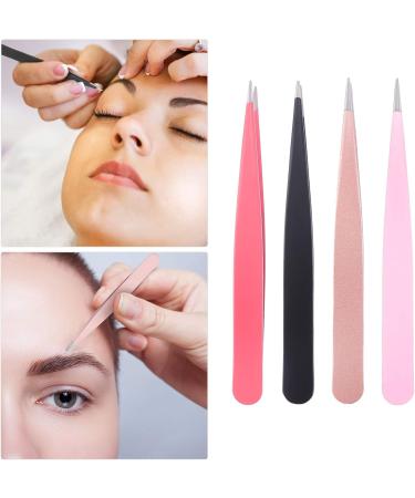 12 PC Colored Eyebrow Clip & Eyelash Tweezers Set - Sharp Pointed Tools for Extensions | Miss Steel 9.5x1.5cm - Buy Online on GoSupps.com