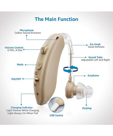 Rechargeable Hearing Aid for Seniors - Noise Cancelling Digital Amplifier for Adults with Volume Control - Flesh - Buy Online on GoSupps.com