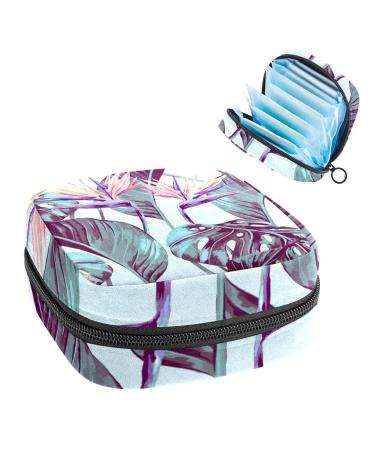 Women's bonds storage pockets Stillpad holder tropical plant pattern portable period kit pocket feminine product bag for women girls color3