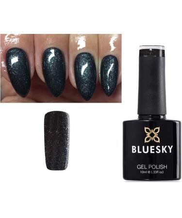 Bluesky GEL NAIL POLISH BLACK DARK GREY/FINE SILVER GLITTER ONYX MY MIND CS33 UV LED Soak Off 10ml