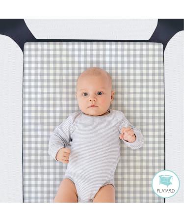 Peanutshell Fitted Pack n Play Mini Crib Sheets | Unisex 2 Pack Set Farmhouse Floral Grey Plaid | Baby Boys Girls - Buy Online on GoSupps.com