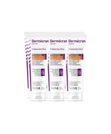 SORIFA - Pack of 6 - Dermécran - Barrier cream - Multi-purpose and sun protection SPF50+ - UV, paint, solvent, oil, pitch, creosote, tar - Hands, face, body - Fragrance-free - 100 ml tube.