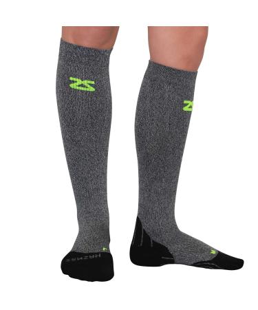 Zensah Tech+ Compression Socks - Running Compression Socks Large Heather Grey