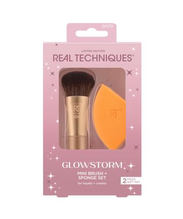 Real Techniques Glowstorm Mini Brush + Sponge Kit 2 Piece Limited Edition Gift Set