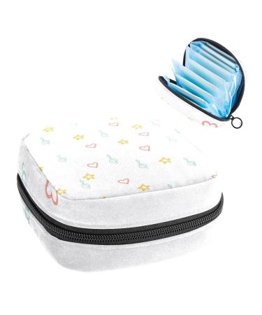 GIAPB Period Bag Sanitary Napkin Storage Bag Period Pouch Travel Makeup Bag Star and Heart Pattern Color5051