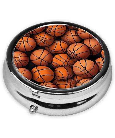 Basketball Orange Printed Mini Round Pill Box | 3 Compartment Travel Organizer | Portable Pill Case for Home & Office - Buy Online on GoSupps.com