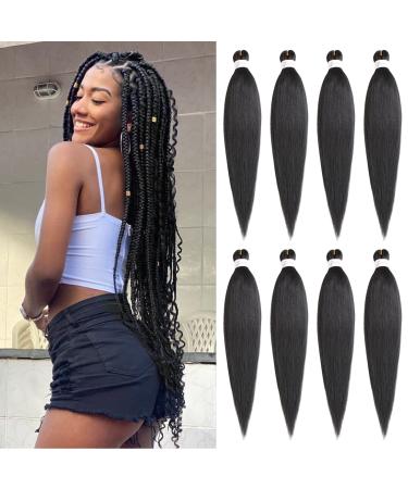 Xtrend 8 Packs 30 Inch Long Pre Stretched Braiding Hair EZ Braiding Hair Extensions for Box Braids Hot Water Setting Soft Yaki Texture Kanekalon Crochet Hair Extensions for Braiding 30 Inch (Pack of 8) 1B#
