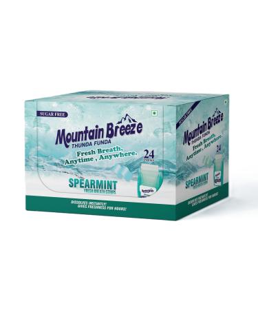 Mountain Breeze Oral Hygiene Mouth Freshener Sugar Free Spear Mint Flavoured Breath Strips (24 Strips Each Cassatte)-Pack of 24