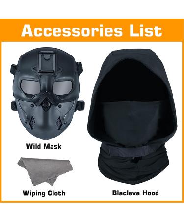 Guayma Airsoft Mask Balaclava - Tactical Outdoor Sport Face Mask for Paintball and Cosplay | Adjustable Headgear for Military Style Protection in Black - Buy Online on GoSupps.com