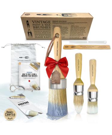 Vintage Tonality Chalked Paint Brush Set for Furniture 3 Brushes Large Small Round Pointed Natural Boar Hair Bristles for Clear Wax, Stencil and Milk Paint - Buy Online on GoSupps.com