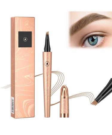Microblading Eyebrow Pen 3D Waterproof Long-Lasting Eyebrow Pen Long-lasting Natural Makeup Fine Stroke Magic Eyebrow Pencil Stay on All Day (Light Brown)