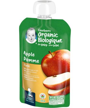 GERBER ORGANIC PUR E Apple Baby Food Meal 6+ months 128 ml 12 Pack Packaging May Vary - Buy Online on GoSupps.com
