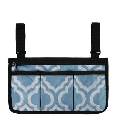 BVMAG Wheelchair Side Bag,Armrest Accessories Storage,Lightweight Walker Organizer Bag with Reflective Stripe for Adults Seniors,Elderly,Handicap,Disabled(Blue) Light Blue