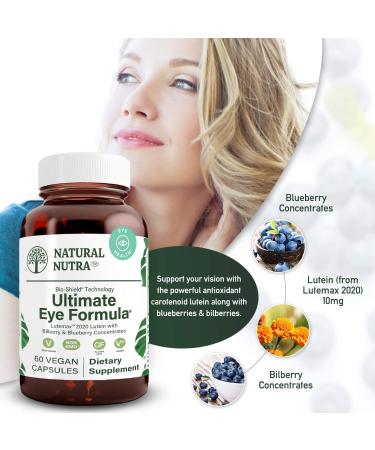 Natural Nutra Ultimate Eye Health Vitamins with Lutemax 2020 - Lens and Retina Supplement for Improved Day and Night Vision, Healthy Macula, and Reduced Eye Fatigue - Bilberry Extract - 60 Capsules - Buy Online on GoSupps.com