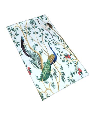 Wozukia Vintage Garden Pomegranate Fruit Tree Hand Towels Exotic Bird Peacock Floral Exotic Chinoiserie Blue Soft Absorbent Hand Towel Spa Gym Hotel Bath Bathroom Shower Towel