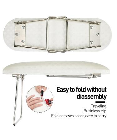 Nail Arm Rest Microfiber Leather Manicure Pillow with Stainless Steel Stand - White - Buy Online on GoSupps.com