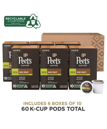 Peet's Coffee Dark Roast Decaf K-Cup Pods - 60 Count (6 Boxes) - Buy Online on GoSupps.com