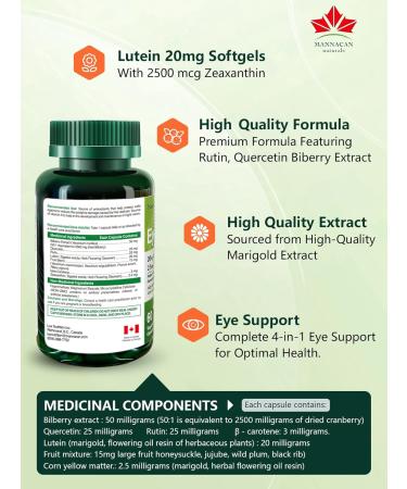 Lutein 20mg and Zeaxanthin Supplements 60 Capsules Lutein for Eyes Eye Supplement Bilberry Supplement for Eyes Areds 2 Lutein Zeaxanthin Vitamin for Eyes Health for Adults 60 Count (Pack of 1) - Buy Online on GoSupps.com