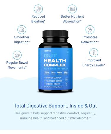 Nootrix Gut Restore + Protect Supplement | Probiotics for Gut Health Colon Cleanse & Bloating Relief | Promotes Healthy Digestion | Digestive Enzymes Postbiotics & Prebiotics | 90 Capsules 90 Count (Pack of 1) - Buy Online on GoSupps.com