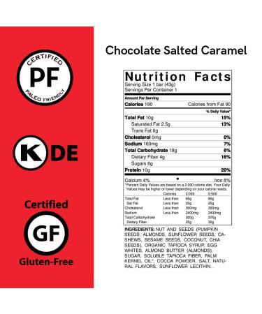 Caveman Foods Protein Bars - Chocolate Salted Caramel (12 Bars, 1.52 oz Each) - Buy Online on GoSupps.com