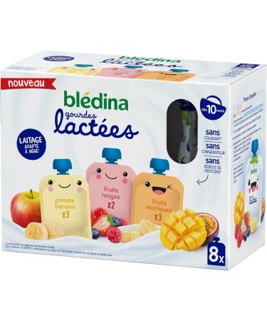 BL DINA - Gourdes lact es aux Fruits B b - Fruits Rouges/Pomme Banane/Fruits Exotiques - d s 10 Mois - 4 x (8 x 85g) Gourdes (32x90 g) - Buy Online on GoSupps.com
