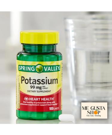 Spring Valley Potassium Caplets 99mg Dietary Supplement 100 Count + Me Gustas Sticker - Buy Online on GoSupps.com