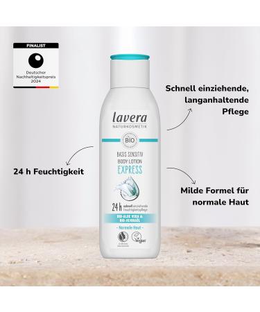 Lavera Basis Sensitiv Body Lotion Express | Vegan & Organic Aloe Vera & Jojoba Oil | 250 ml Natural Cosmetics for All Skin Types - Buy Online on GoSupps.com