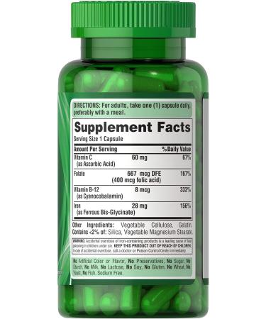 Puritan's Pride Easy Iron 28mg (Iron Glycinate) - 90 Capsules | Gentle on Stomach | Supports Healthy Iron Levels - Buy Online on GoSupps.com