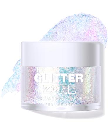 2in1 Holographic Body Glitter Dry in 20S Party Rave Accessories Face Glitter Gel Sequins Glitter Face Paint Chunky Glitter for Eye Lip Hair for Women Body Glitter -1.35 Oz (2 Sparkling Pink)