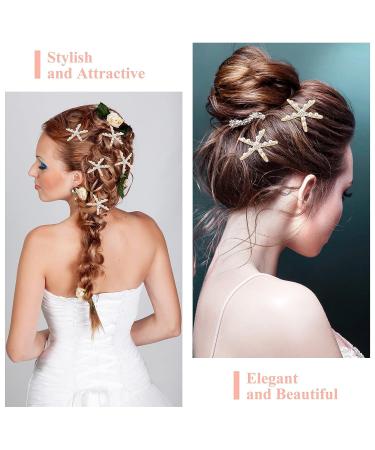 12 Pcs Starfish and Seashell Hair Clips - Mermaid Hair Accessories for Wedding and Beach - Crystal Pearls Hair Barrette for Women - Buy Online on GoSupps.com