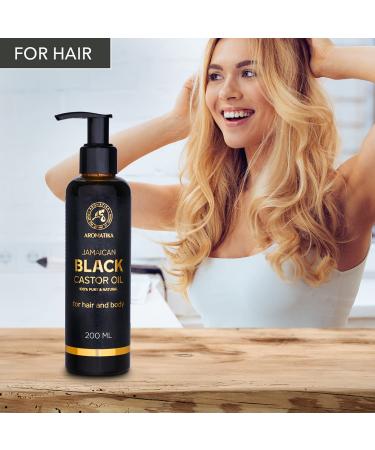 Jamaican Black Castor Oil 200ml - Natural Cold-Pressed Carrier Oil for Hair Eyelashes Eyebrows Beard & Nails - Ricinus Communis - Buy Online on GoSupps.com