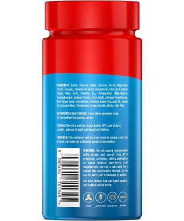 Vegan High Fibre Gummies Wellgard High Strength Fibre Gummy Vitamins B B Biotin and Folic Acid Strawberry Flavour UK Formulated - Buy Online on GoSupps.com