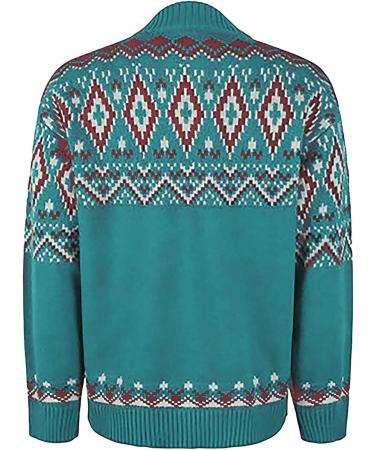 Women's Genetic Christmas Sweater - Warm Knitting with Stripes & Snowflakes | Winter Thick Cotton Sweater in Green - Buy Online on GoSupps.com