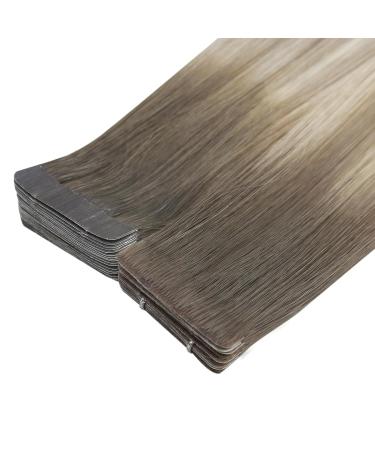 Shop Moresoo Virgin Hair Tape Extensions - Real Hair Invisible Brown to Ash Blonde 35cm 10g 5 Pieces - Premium Quality - Buy Online on GoSupps.com