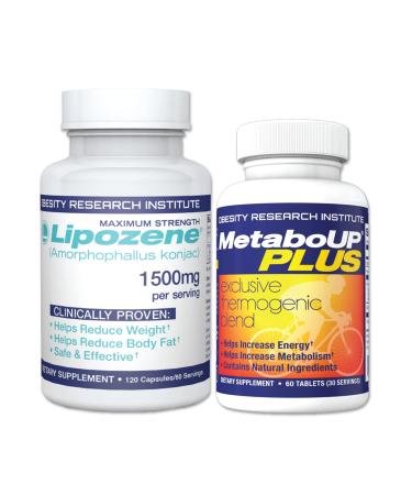Lipozene Weight Loss Combo of one Mega Bottle 120 Count and one Bottle of MetaboUP Thermogenic Supplement 60 Count in Total - Boost Metabolism Increase Energy and Control Your Appetite