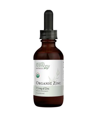 Organic Liquid Zinc Sulfate - Pure Zinc Supplements for Skin Health Immune System Function and Normal Cell Growth in Adult Men & Women - Non-GMO Vegan Ionic Zinc 7.5mg - 2 Fl Oz