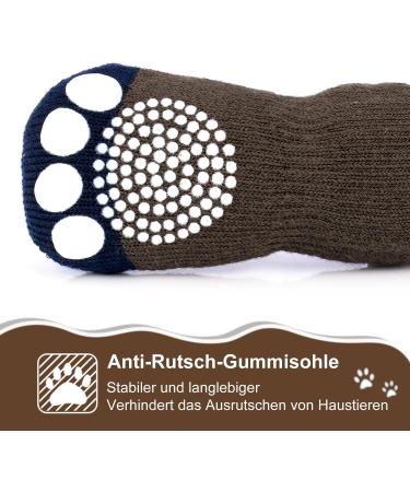 Petloft Anti-Slip Dog Socks - 4 Pieces Slide-Resistant Socks for Small & Medium Dogs Cats & Puppies - Adjustable Fastening Tape - Brown Paw (Large) - Buy Online on GoSupps.com