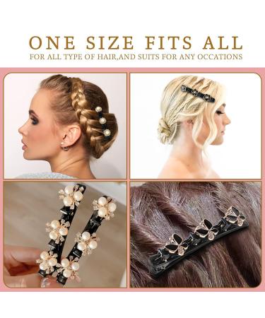 4PCS Crystal Stone Braided Hair Clips - Sparkling Duckbill Clip for Women/Girls with 3 Small Clips | Four-Leaf Clover Hairpin | B-Mixed - Buy Online on GoSupps.com