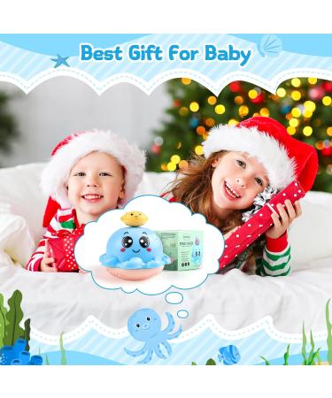 Octopus Light Up Bath Toy with Automatic Induction Spray Water - Blue | Perfect Gift for Baby Boys and Girls | Four Water Spray Patterns - Buy Online on GoSupps.com