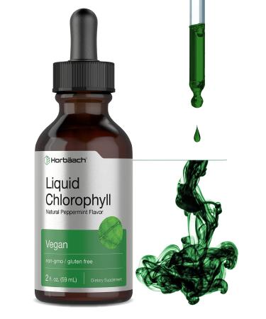 Liquid Chlorophyll | 2 oz | Vegan, Non-GMO, and Gluten Free Formula | Natural Peppermint Flavor | by Horbaach