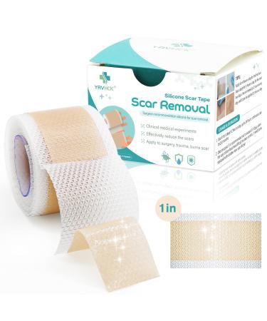 Medical Grade Soft Silicone Tape for Scar Removal (1'' X 70'') Scar Treatment, 1 Roll 180cm with 5cm Crease Silicone Scar Sheets, Keloid Bump Removal Easy to Tear Without Scissors 1 Count (Pack of 1) 1''x 70'' (Pack of 1)