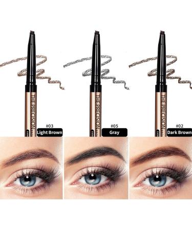 Eyebrow Liner Pencil - Double-Headed Ultra-fine Eyebrow Pencil | Auto-Rotating Triangle Eyebrow Pencil Pencil Waterproof Long Lasting Eyebrow Pencil with Brush Pologmase Light Brown - Buy Online on GoSupps.com
