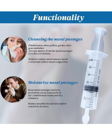 Deepdeem Nasal Irrigator Syringe Sinus & Allergy Relief with Gentle Nasal Irrigation for Congestion Portable Home & Travel Use Includes 10 Saline Flush Packets BPA-Free & Easy to Clean 60ml - Buy Online on GoSupps.com