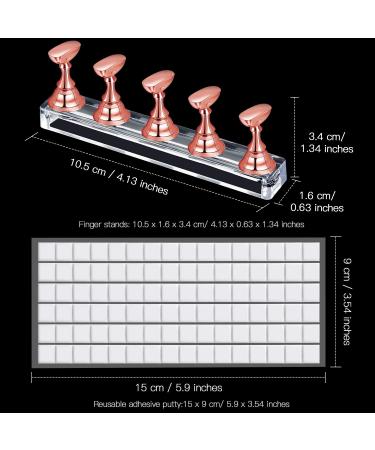 2 Set Acrylic Nail Design Practice Stands - Magnetic Holders & 96 White Reusable Adhesive Putty - DIY Nail Crystal Display - Metal Rose Gold - Buy Online on GoSupps.com