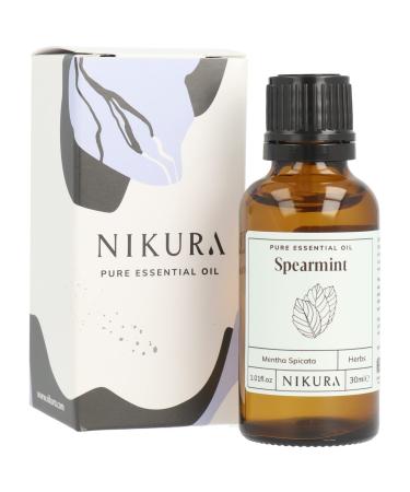 Nikura Spearmint Essential Oil - 30ml | 100% Pure Natural Oils | Perfect for Aromatherapy Diffusers Humidifier Bath | Great for Self Care Skin | Vegan & UK Made