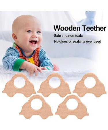 5 Wooden Baby Bite Rings - Natural Beech Animal Teething Toys for Pain Relief | Durable & Smooth Design - Buy Online on GoSupps.com