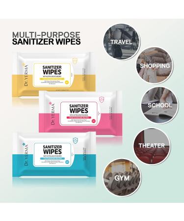 Dr. YERMA 70% Alcohol Hand Sanitizer Wipes with Aloe Vera & Extra Moisturizers - 200 Wipes, Travel Size, Vegan, Fresh Scent - 10 Pack - Buy Online on GoSupps.com