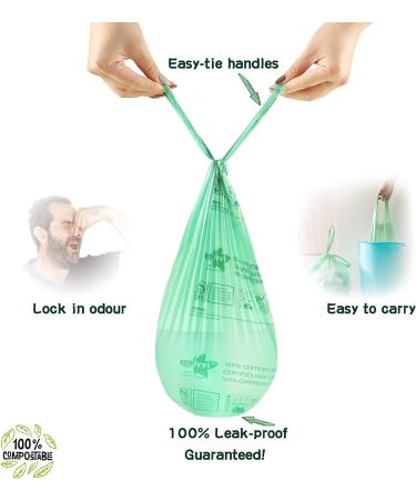 Ecoivvi Small Compost Bags 2.6-3 Gallon 80 Ct, Extra Thick 0.71 Mil, ASTM D6400 Certified - Handle Tie, US BPI & Europe OK Compost Home Certified - Buy Online on GoSupps.com