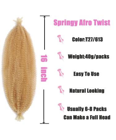LPARMJIT 16 Springy Afro Twist Hair Extensions - 3 Packs of Kinky Marley Twist for Soft Butterfly Locs - Pre-Fluffed 27/613 Color - Buy Online on GoSupps.com