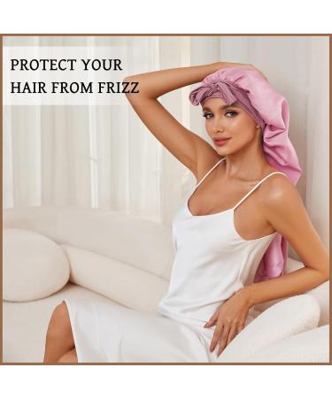 Long Bonnet for Braids & Curly Hair | Silk Satin Sleeping Bonnets for Women | Extra Large Black Pink DEMAZALO - Buy Online on GoSupps.com